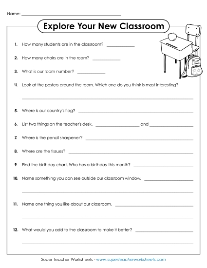 Back-to-School Activities - Explore Your Classroom