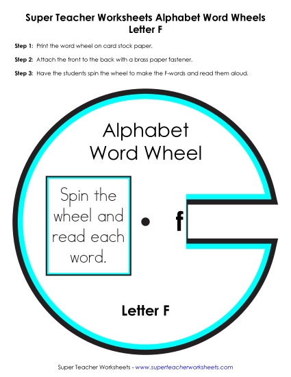 Beginning Consonants Word Wheels - F-  Word Wheel (Printable PDF Worksheet)