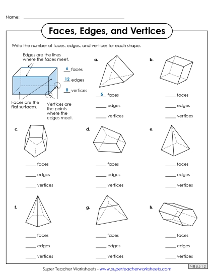 Worksheets - Face, Edges, and Vertices Worksheet 1 Worksheets - Face, Edges, and Vertices Worksheet 1