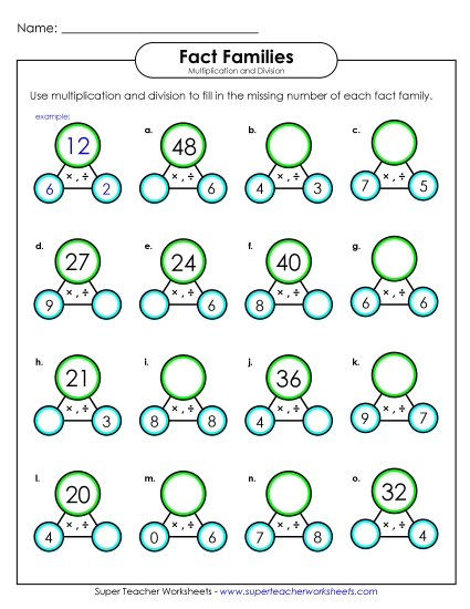 Flashcards - Fact Family Circles Flashcards - Fact Family Circles