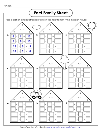 Fact Family Triangles - Fact Family Houses #1 Fact Family Triangles - Fact Family Houses #1