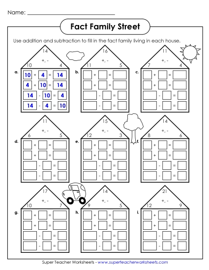 Fact Family Triangles - Fact Family Houses #2