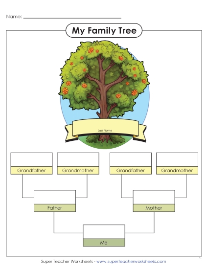 Family Trees - Family Tree (Full Color) (Printable PDF Worksheet)
