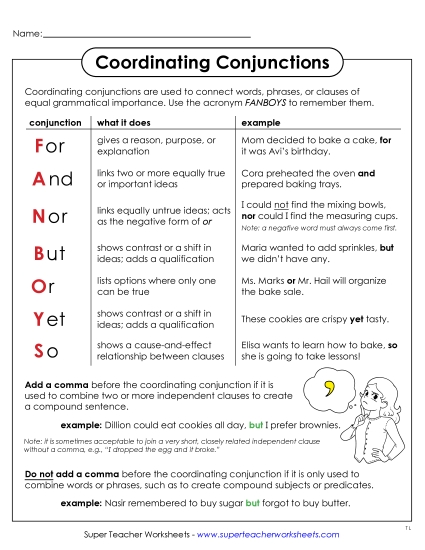 Advanced - FANBOYS with Commas Anchor Chart Advanced - FANBOYS with Commas Anchor Chart