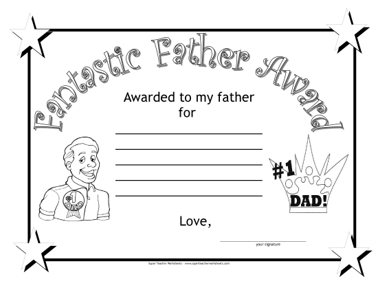 Make Gifts For Fathers - Fantastic Father Award