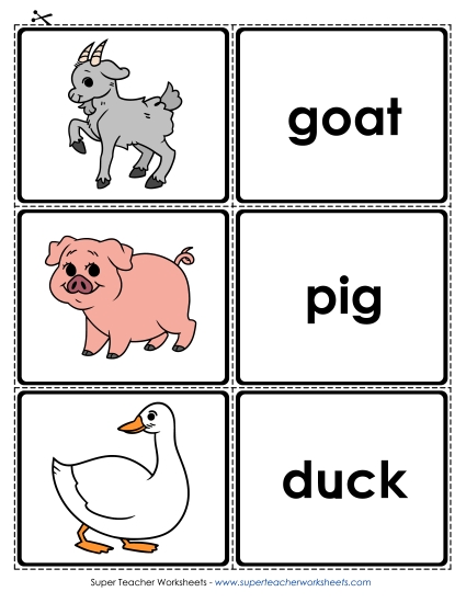 Worksheets and Activities - Farm Animal Flash Cards