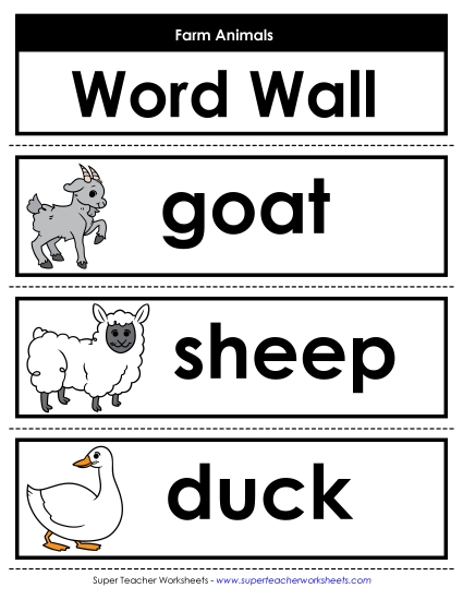 Worksheets and Activities - Farm Animal Word Wall Worksheets and Activities - Farm Animal Word Wall