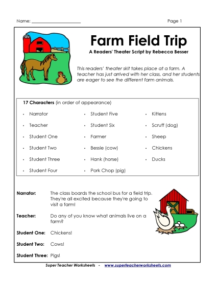 Readers Theater Script - Farm Field Trip 
