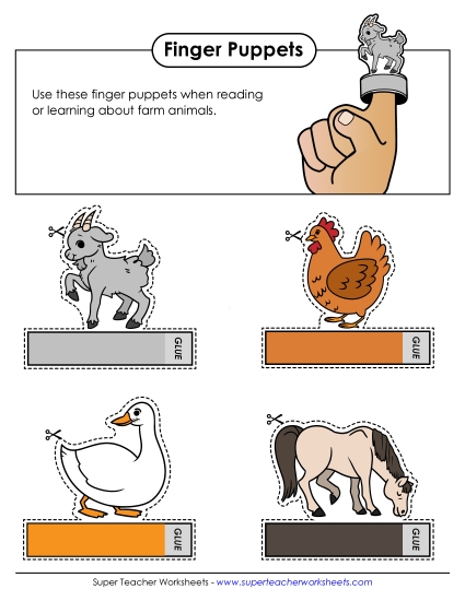 Cut and Glue Activities - Farm Finger Puppets