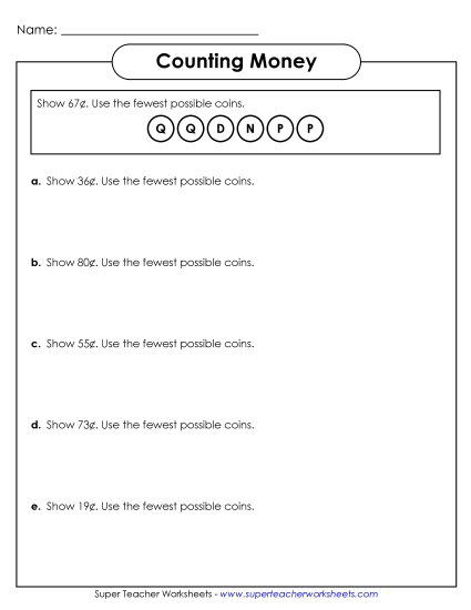 Coins Only (No Bills) - Fewest Coins 1
