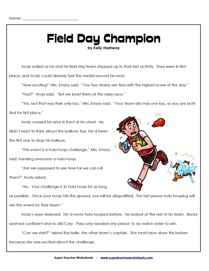Reading Comprehension - Field Day Champion (Fiction Story) Reading Comprehension - Field Day Champion (Fiction Story)