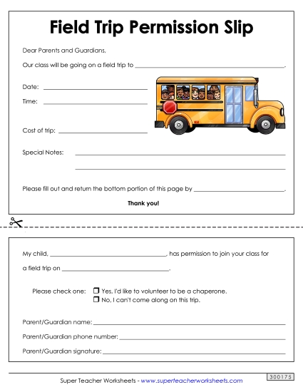 Parent Communications - Field Trip Permission Slip