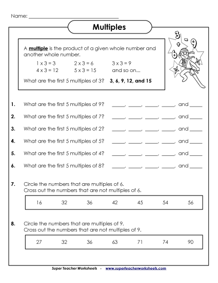 Worksheets - Find and Identify Multiples Worksheets - Find and Identify Multiples