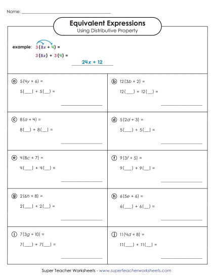 Finding Equivalent Expressions Using Distributive Property - Find Equivalent Expressions Using Distributive Property (Basic) Finding Equivalent Expressions Using Distributive Property - Find Equivalent Expressions Using Distributive Property (Basic)
