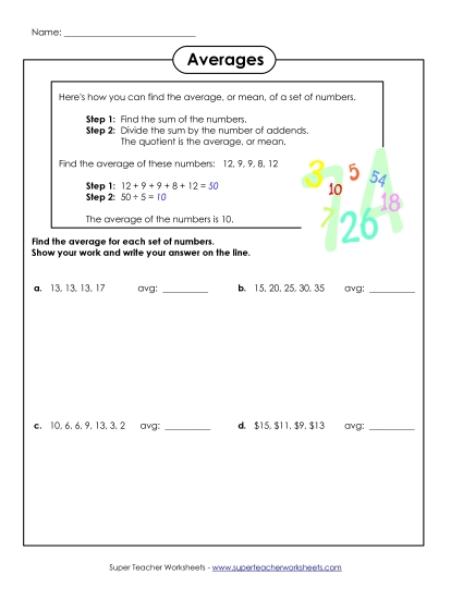 Intermediate Level (Long Division) - Find the Averages Intermediate Level (Long Division) - Find the Averages