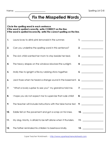 Worksheets - Find the Errors (D-8) Worksheets - Find the Errors (D-8)
