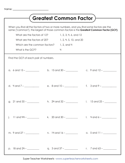 Greatest Common Factor (GCF) - Find the GCF