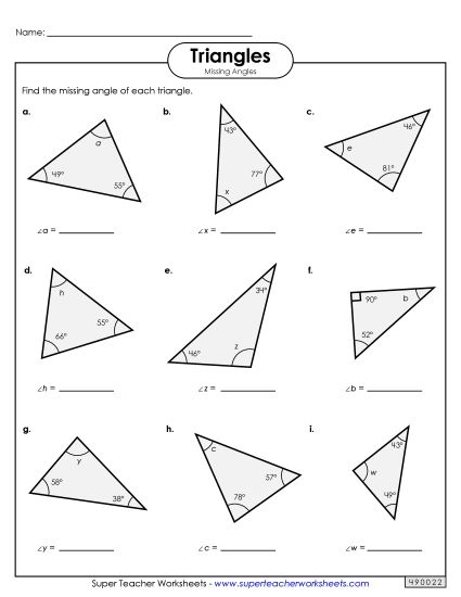 Classifying by Angles: Acute, Obtuse, Right - Find the Missing Triangle Angle Classifying by Angles: Acute, Obtuse, Right - Find the Missing Triangle Angle