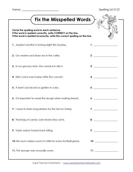 Worksheets - Find the Mistakes (D-22) Worksheets - Find the Mistakes (D-22)