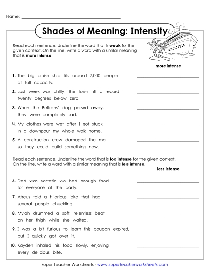 Worksheets - Finding a Better Word (Printable PDF Worksheet)