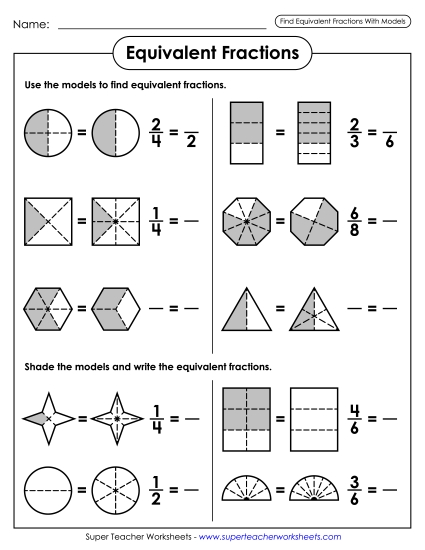 Equivalent Fractions - Finding Equivalent Fractions (Models) Equivalent Fractions - Finding Equivalent Fractions (Models)
