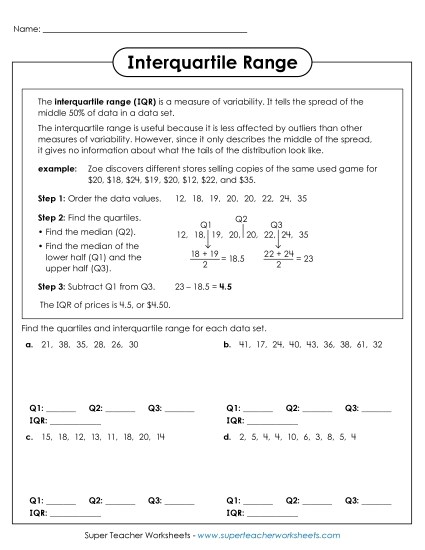 Measures of Variability Only - Finding Interquartile Range