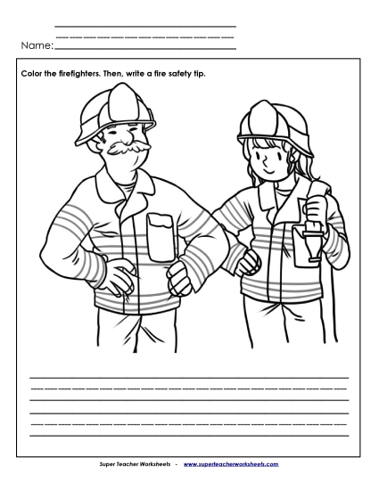 Fire Safety Worksheets - Fire Safety: Color & Write (Primary) Fire Safety Worksheets - Fire Safety: Color & Write (Primary)