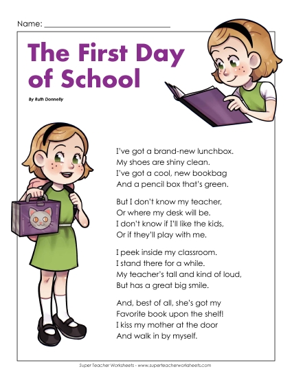 Poems - First Day of School (Poem) Poems - First Day of School (Poem)