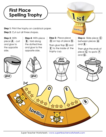 Trophies - First Place Spelling Trophy Trophies - First Place Spelling Trophy