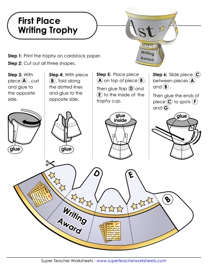 Trophies - First Place Writing Trophy Trophies - First Place Writing Trophy