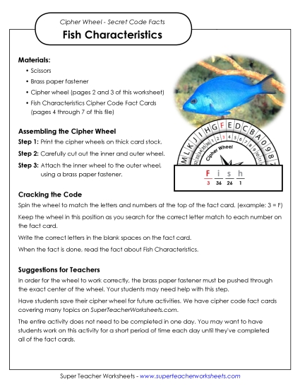 Cipher Wheels Vertebrate Characteristics - Fish Characteristics: Cipher Wheel Facts Cipher Wheels Vertebrate Characteristics - Fish Characteristics: Cipher Wheel Facts