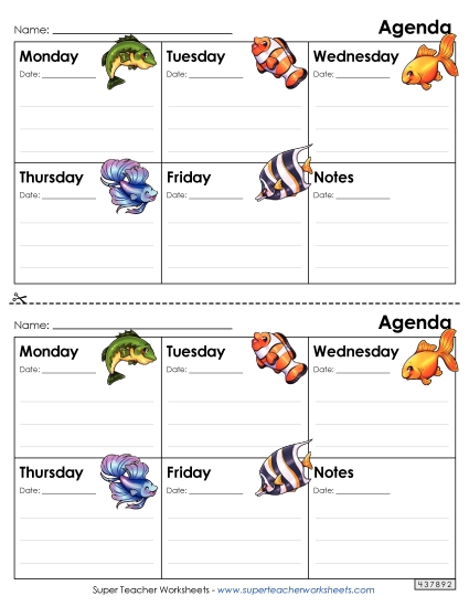 Homework Agendas and Calendars - Fish Homework Agenda Homework Agendas and Calendars - Fish Homework Agenda