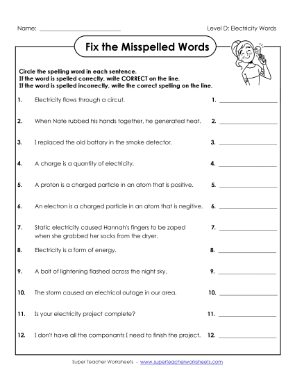 Worksheets and Activities - Fix the Misspelled Words Worksheets and Activities - Fix the Misspelled Words