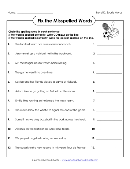 Worksheets and Activities - Fix the Misspelled Words Worksheets and Activities - Fix the Misspelled Words