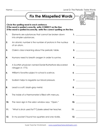 Worksheets and Activities - Fix the Misspelled Words Worksheets and Activities - Fix the Misspelled Words