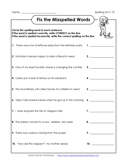 Worksheets - Fix the Mistakes (C-10) Worksheets - Fix the Mistakes (C-10)