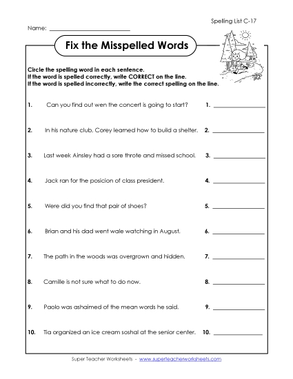 Worksheets - Fix the Mistakes (C-17) 