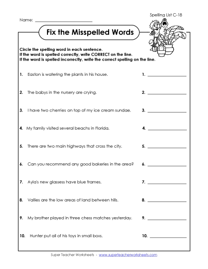 Worksheets - Fix the Mistakes (C-18)
