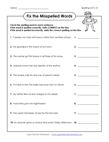 Worksheets - Fix the Mistakes (C-21)