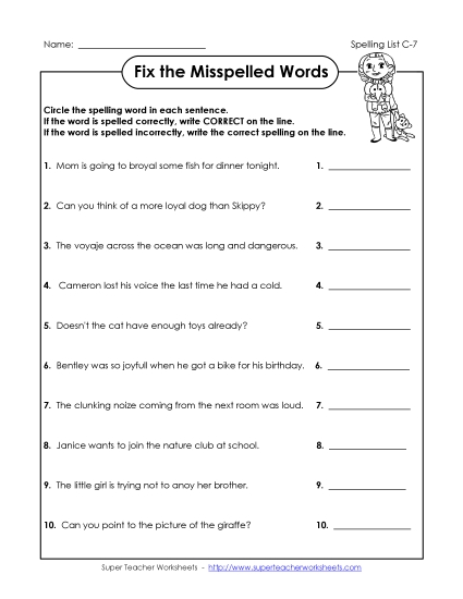 Worksheets - Fix the Mistakes (C-7) Worksheets - Fix the Mistakes (C-7)
