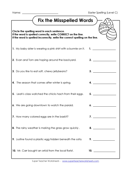 Worksheets - Fix the Mistakes (C-Easter) 