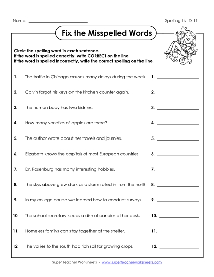 Worksheets - Fix the Mistakes (D-11)