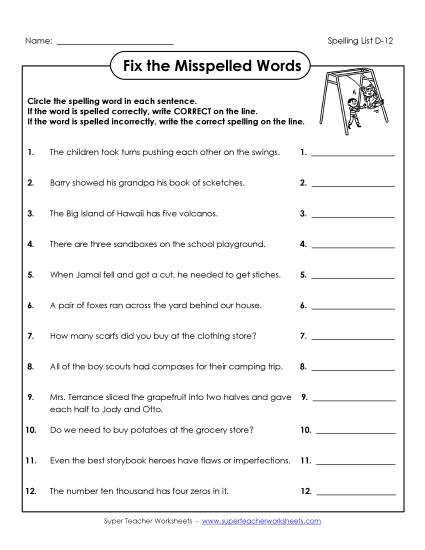Worksheets - Fix the Mistakes (D-12)