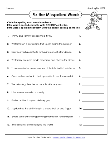 Worksheets - Fix the Mistakes (D-24) Worksheets - Fix the Mistakes (D-24)