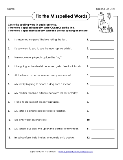 Worksheets - Fix the Mistakes (D-25)