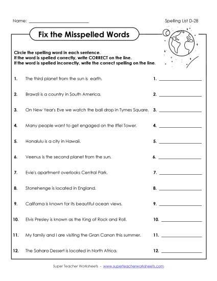 Worksheets - Fix the Mistakes (D-28)