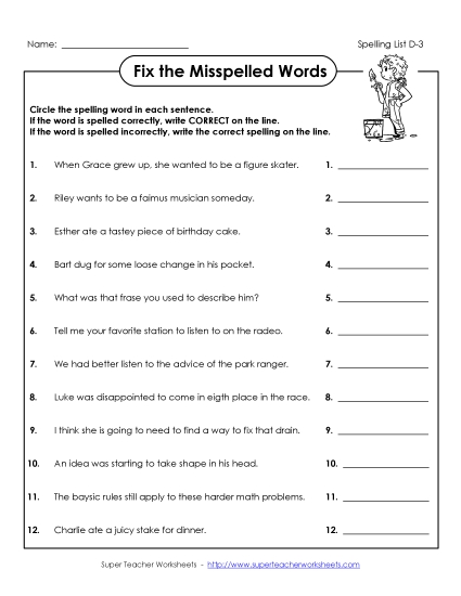 Worksheets - Fix the Mistakes (D-3) Worksheets - Fix the Mistakes (D-3)
