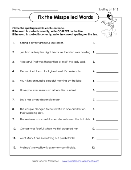 Printable Worksheets - Fix the Mistakes (E-13)