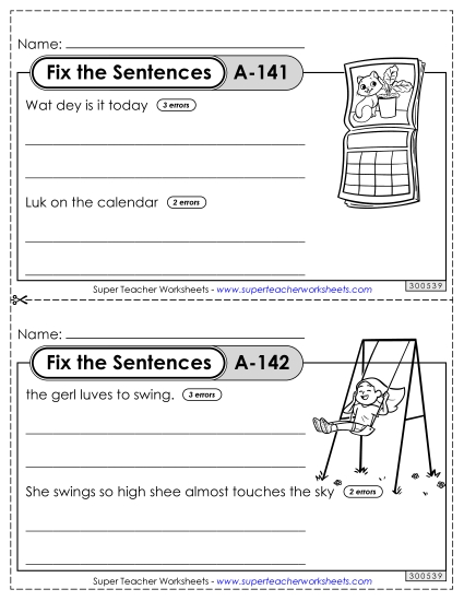Fix the Sentences A-141 through A-145 Fix the Sentences A-141 through A-145