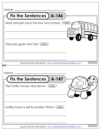 Fix the Sentences A-146 through A-150 Fix the Sentences A-146 through A-150